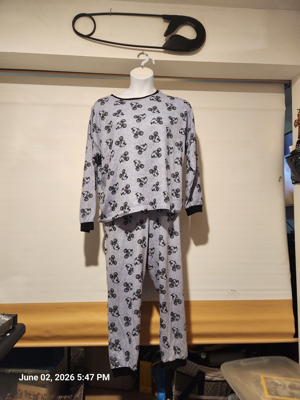 Women Disney Gray and Blue Mickey Mouse Pajama Set